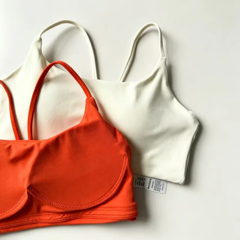 Slim Strap Pretty Back Ladies Yoga Sleeveless Top Removable Pads Soft Ventilate Anti-Sag Gym Pilates Sport Vest