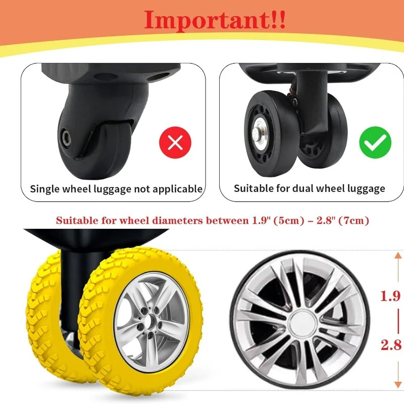 2/48pcs Luggage Wheels Protector Silicone Wheels Caster Shoes Travel Luggage Suitcase Reduce Noise Wheel Guard Cover Accessories