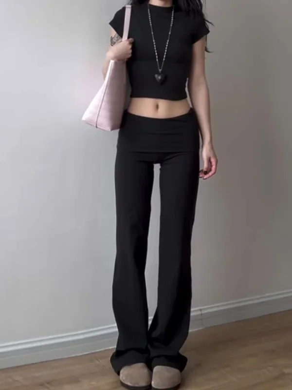 

Расклешенные повседневные брюки с высокой талией, женские летние тонкие брюки для йоги, брюки-копыта, прямые брюки для всего тела pes