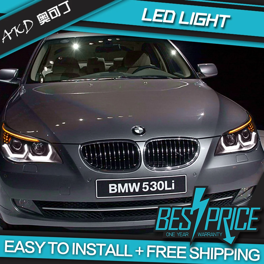 

AKD Car Styling Head Lamp for E60 Headlights 2003-2010 523i 530i Angel Eye LED Headlight DRL Hid Bi Xenon Auto Accessories