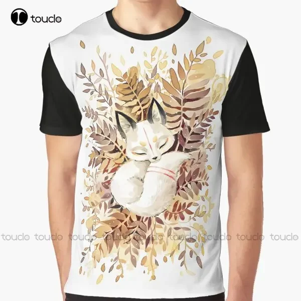 Slumber Graphic Cute Little Fox Sleep T-Shirt Custom Aldult Teen Unisex Digital Printing Tee Shirts Custom Gift Xxs-5Xl