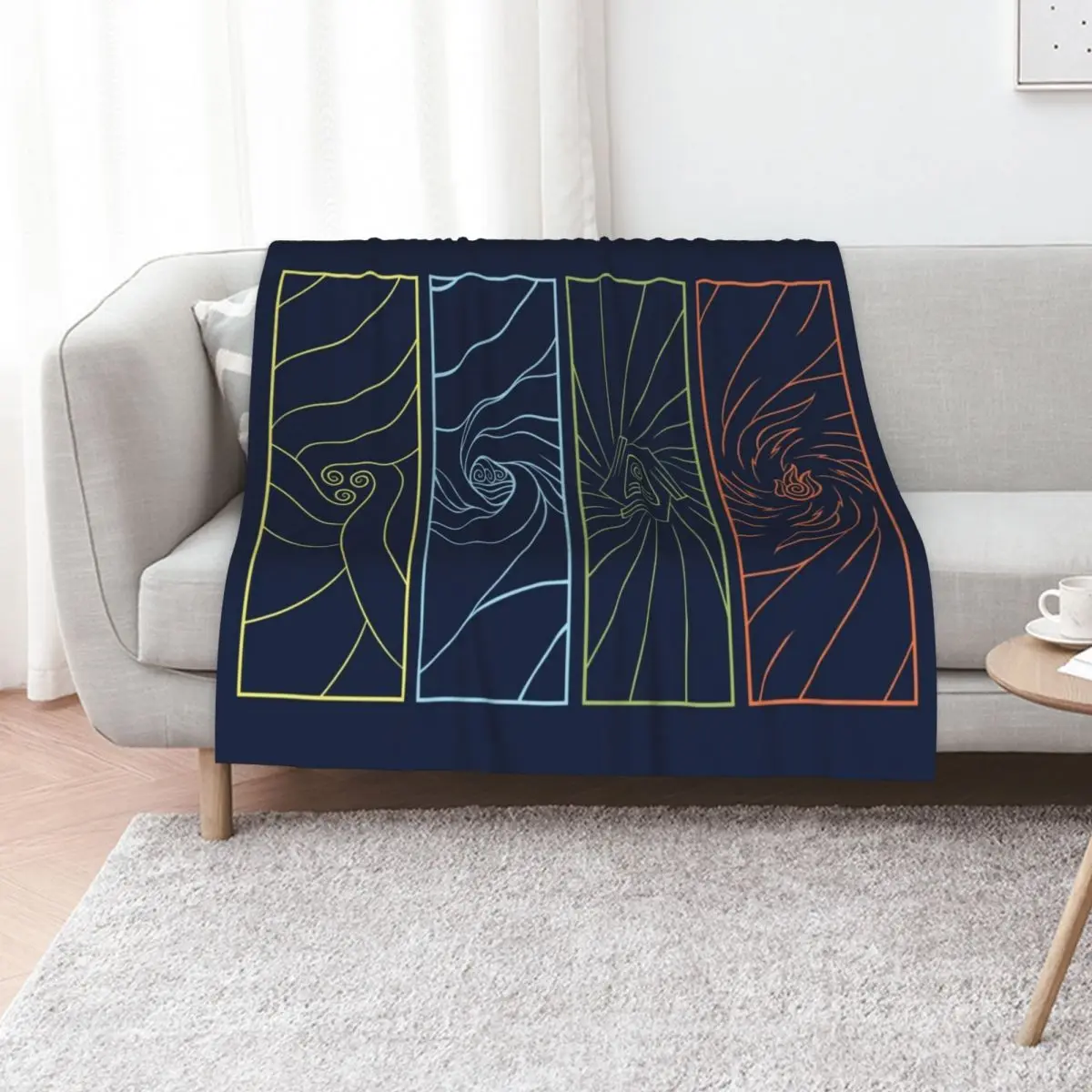 Minimalist Elemental Bending Throw Blanket Bed Fashionable Sofa Vintage Summer Bed linens Summer Beddings Blankets