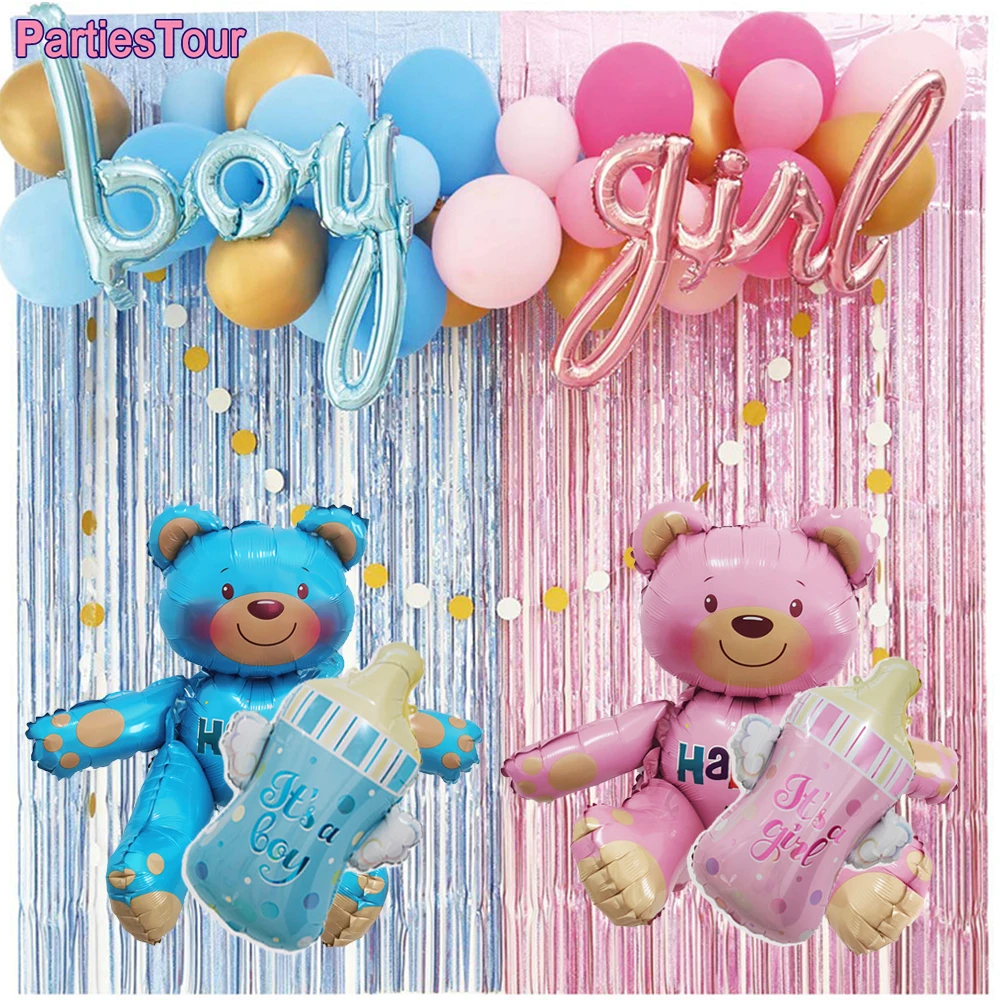 Baby Boy Girl Balloon bear baby bottle It is a Boy Girl Balloons Gender Reveale party Baby Shower Kids Birthday Party Decoration