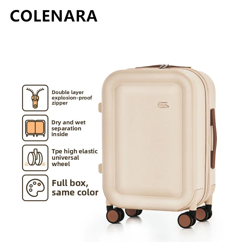 COLENARA Men's Luggage ABS + PC Boarding Box Women's Trolley Case Students 20