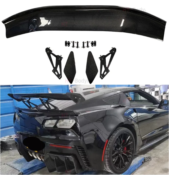 For Chevrolet Corvette C7 Z06 Z07 2014 2015 2016 2017 Real Forged Carbon Fiber Car Rear Wing Trunk Lip Spoiler