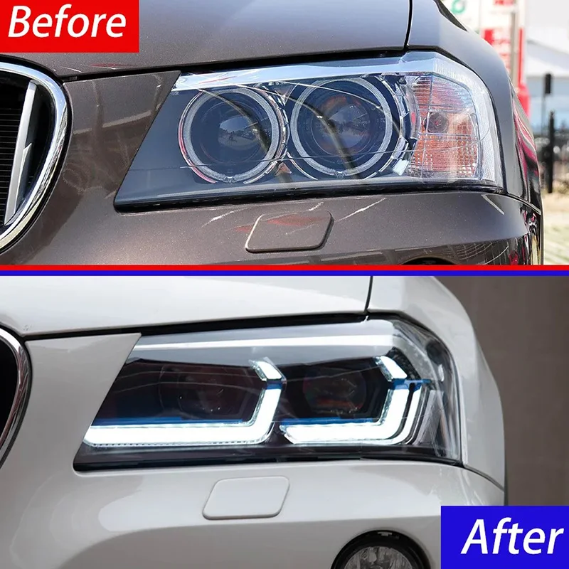 Headlights Assembly For BMW X3 F25 2010-2013 Upgrade High Configure Auto LED DRL Projector Lens Plug and Play Accessories Tools