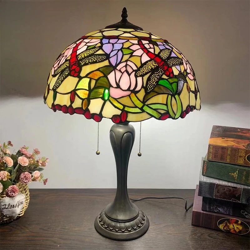 

Retro desk lamp bedside lamp warm romantic stained glass handmade lighting