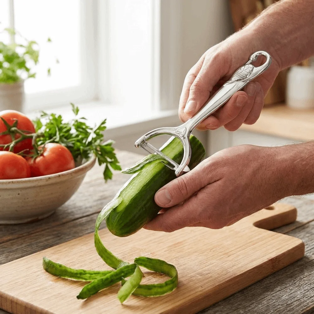 2-in-1 Zinc Alloy Vegetable Peeler Swan Shaped Handle Stainless Steel Swan Peeler Dual Side Ergonomic Fruit Peeler Potato Carrot