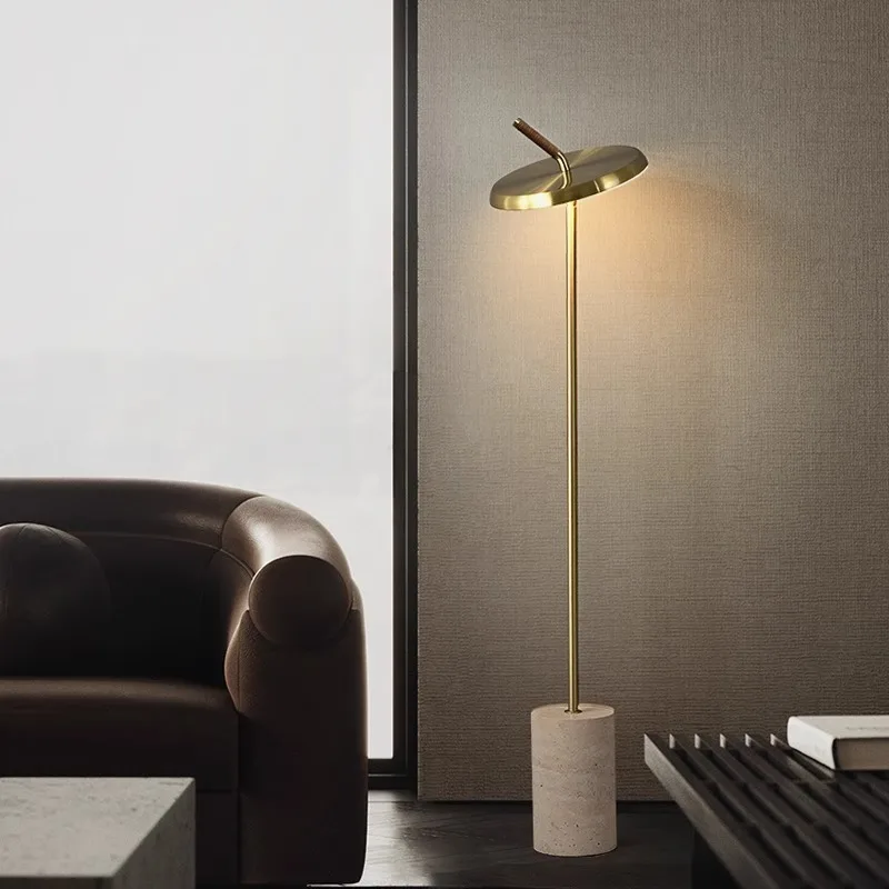 Italian yellow travertine floor lamp, medieval high-end living room study bedside lamp