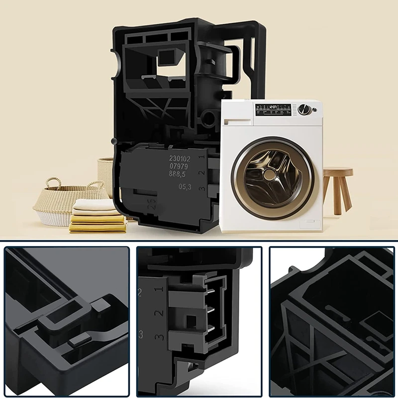 1 Buah Sakelar Kunci Tutup Mesin Cuci WH01X27954 Hitam untuk Mesin Cuci Ge untuk Mesin Cuci Beban Atas Ge Hotpoint