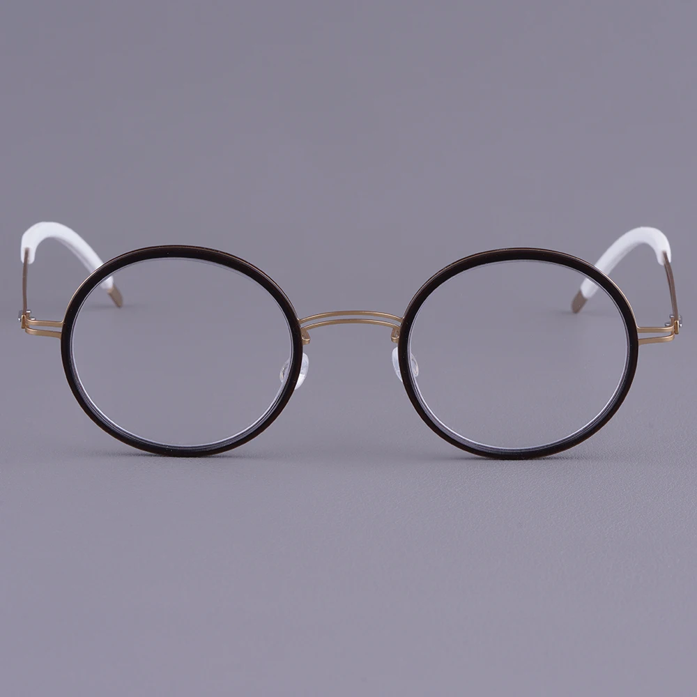 

Оправы для очков 100% круглой формы из титана, безвинтовые, с ацетатными вставками, винтажные, модные, для мужчин и женщин