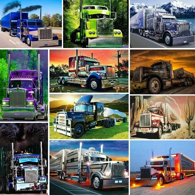 New 5D DIY Diamond Painting Big Truck Diamond Embroidered Tractor Truck Landscape Diamond Mosaic Cross Stitch Home Decor Gift
