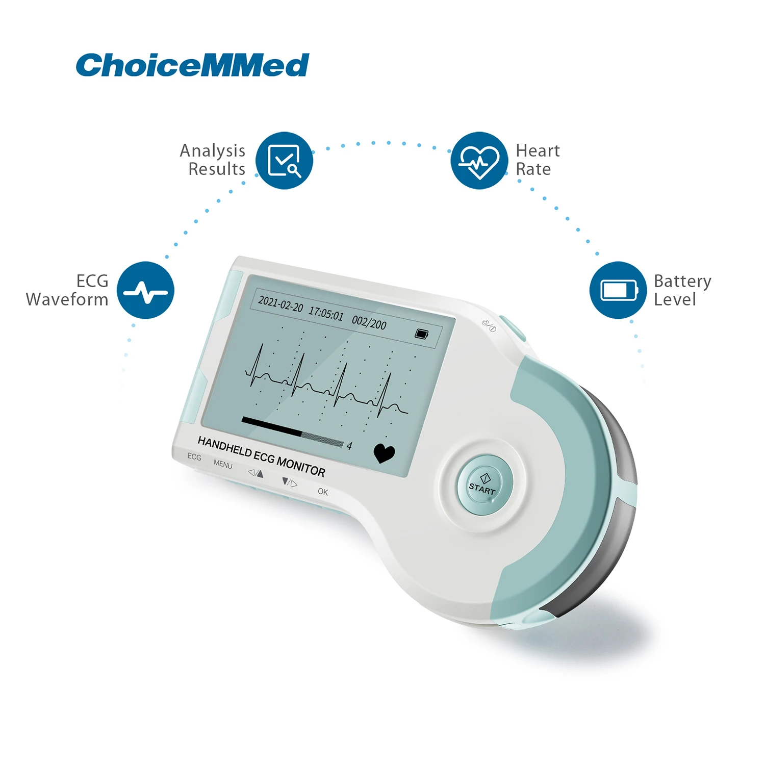 ChoiceMMed портативный ЭКГ монитор EKG, мониторинг сердечного ритма в реальном времени, непрерывное измерение, электрокардиограмма