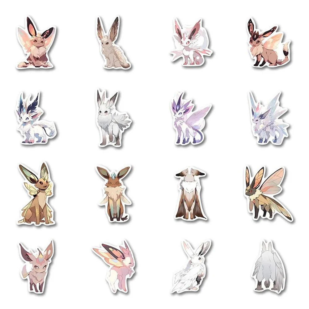 10/30/63pcs Cute Pokemon Eevee Stickers Anime Decals Toys DIY Notebooks Scrapbooking Skateboard Kawaii Kids Cartoon Sticker Pack