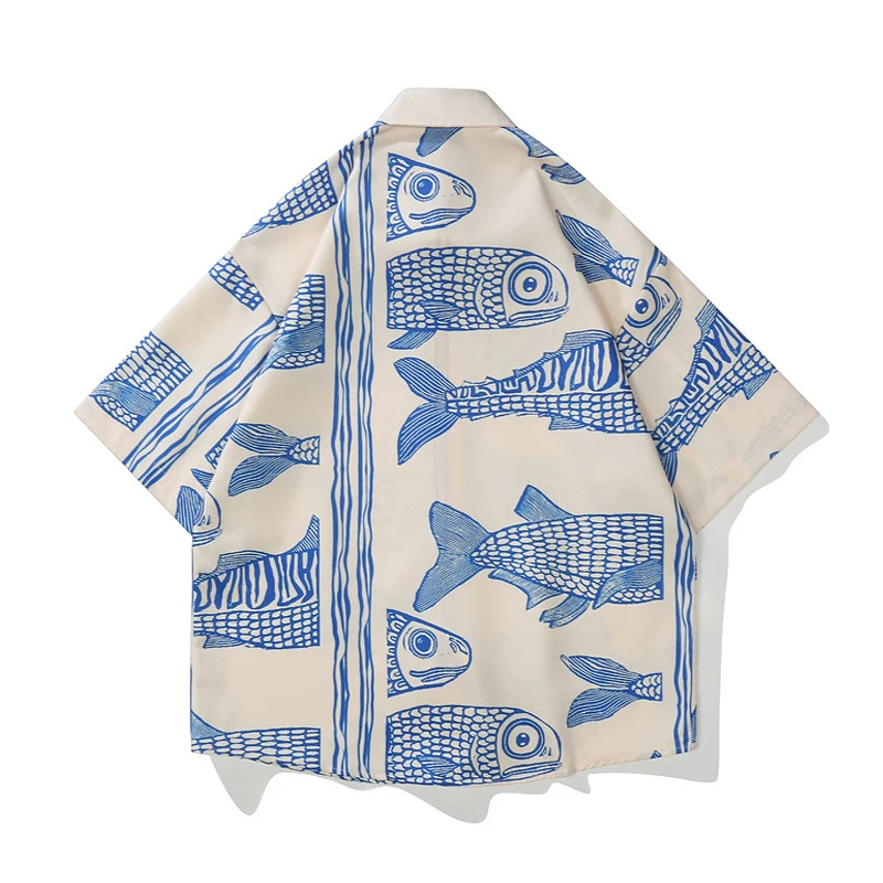 Men Hawaiian Shirt vintage Fish 3D Print  2022Hip Hop Shirt Streetwear Harajuku Beach Shirts Youth Couple Short Sleeve Tops Tees