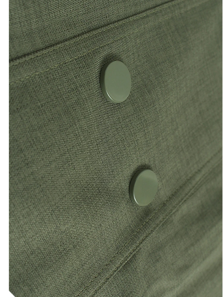 Green Drawstring Pocket Big Size Casual Jacket New Lapel Long Sleeve Women Coat Fashion Tide Spring Autumn