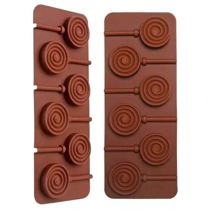 

Cake Fondant Cookie Mould Jelly Pudding Doughnut Molds 6-Cavity Spiral Circle Lollipop Silicone Chocolate Mold DIY Baking Tools