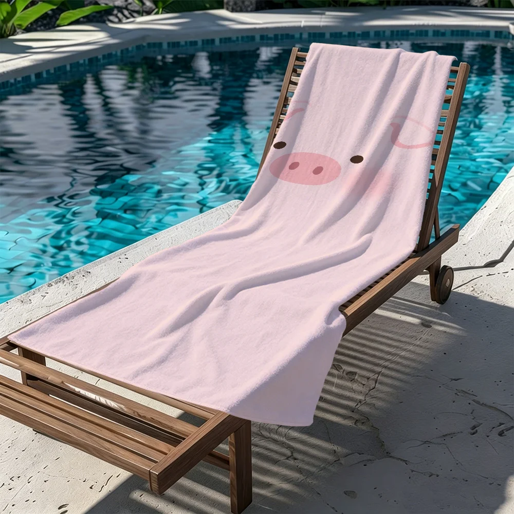 L-lulu Chibi Cute Bath Towel Microfiber Super Absorbent Quick‑drying Soft Beach Towel For Travel Fitness Sauna Bathing Camping