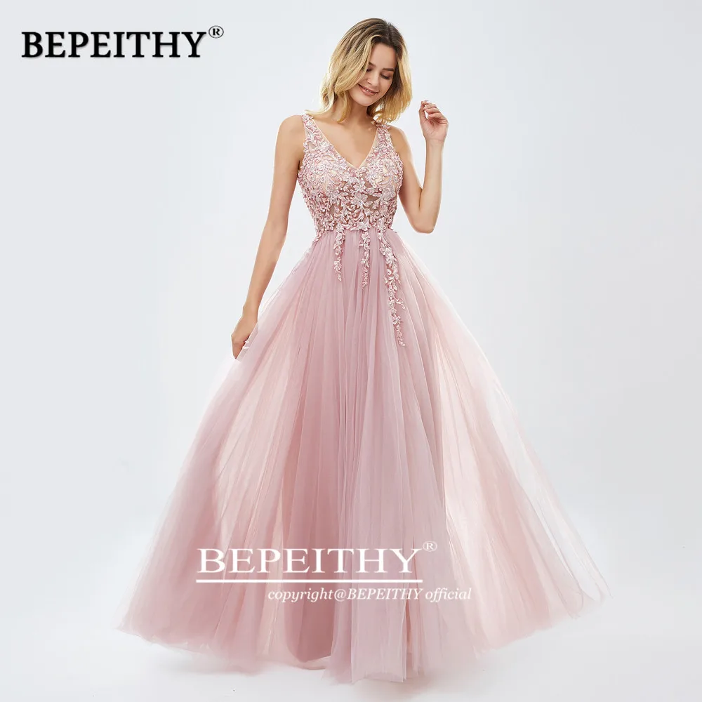 BEPEITHY-Robe trapèze grise en dentelle pour femme, tenue de Rh, de soirée, de mariage, de demoiselle d'honneur, avec fente latérale