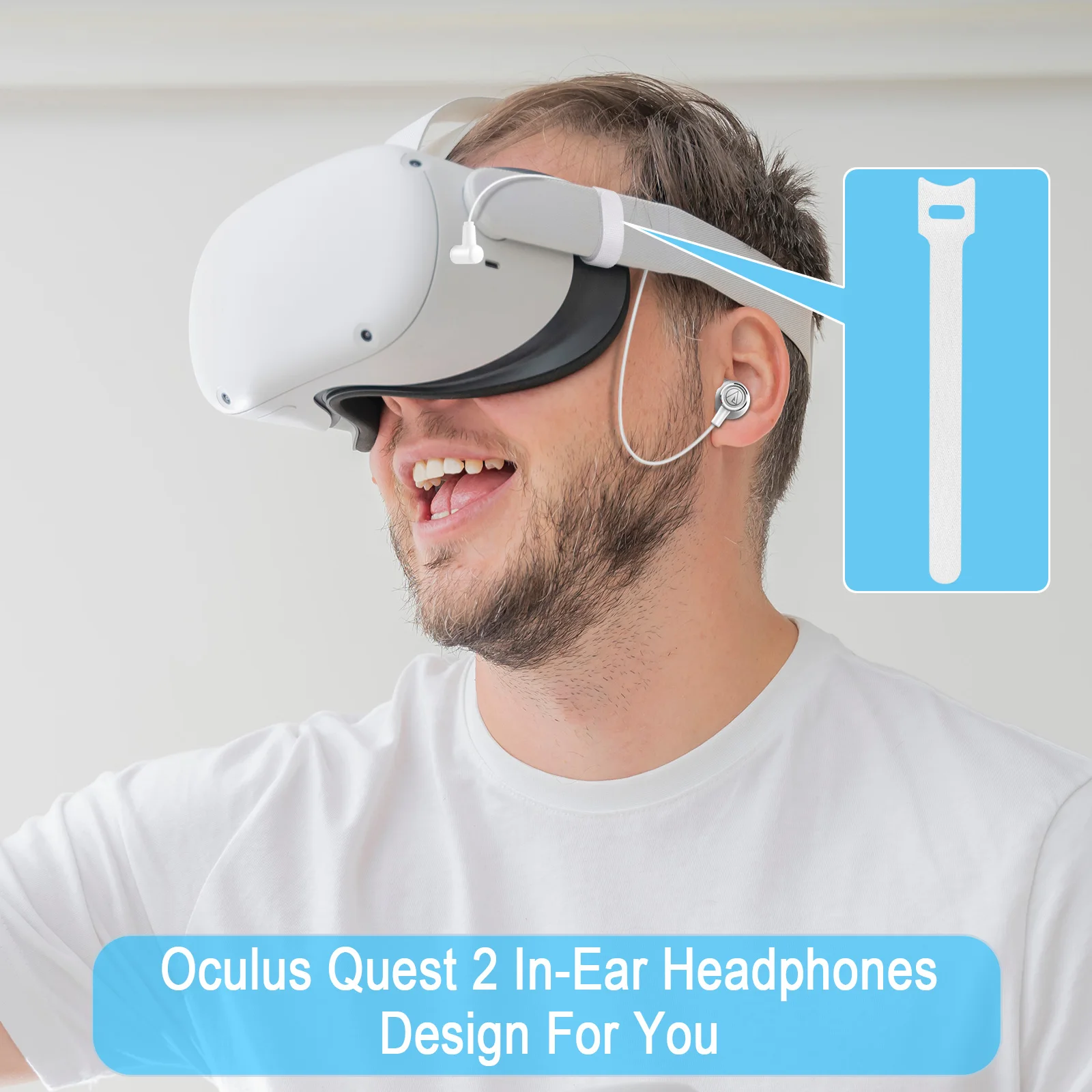 OKCSC Q50 VR الألعاب سماعات أذن داخل الأذن ل كوة كويست 2 | ميتا كويست 2 ، مخصص طول كابل ل ميتا كويست 2 VR سماعات الألعاب