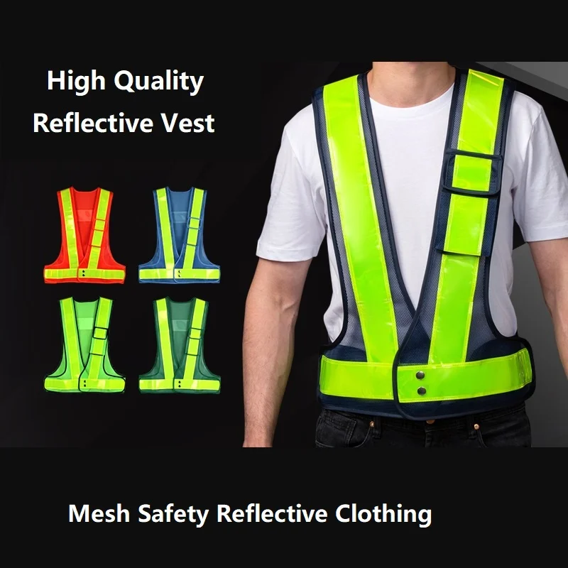 

Yemingduo Road Traffic Cycling Reflective Vest Air-permeable Thickened Breathable Mesh Safety Clothing Warning Vests