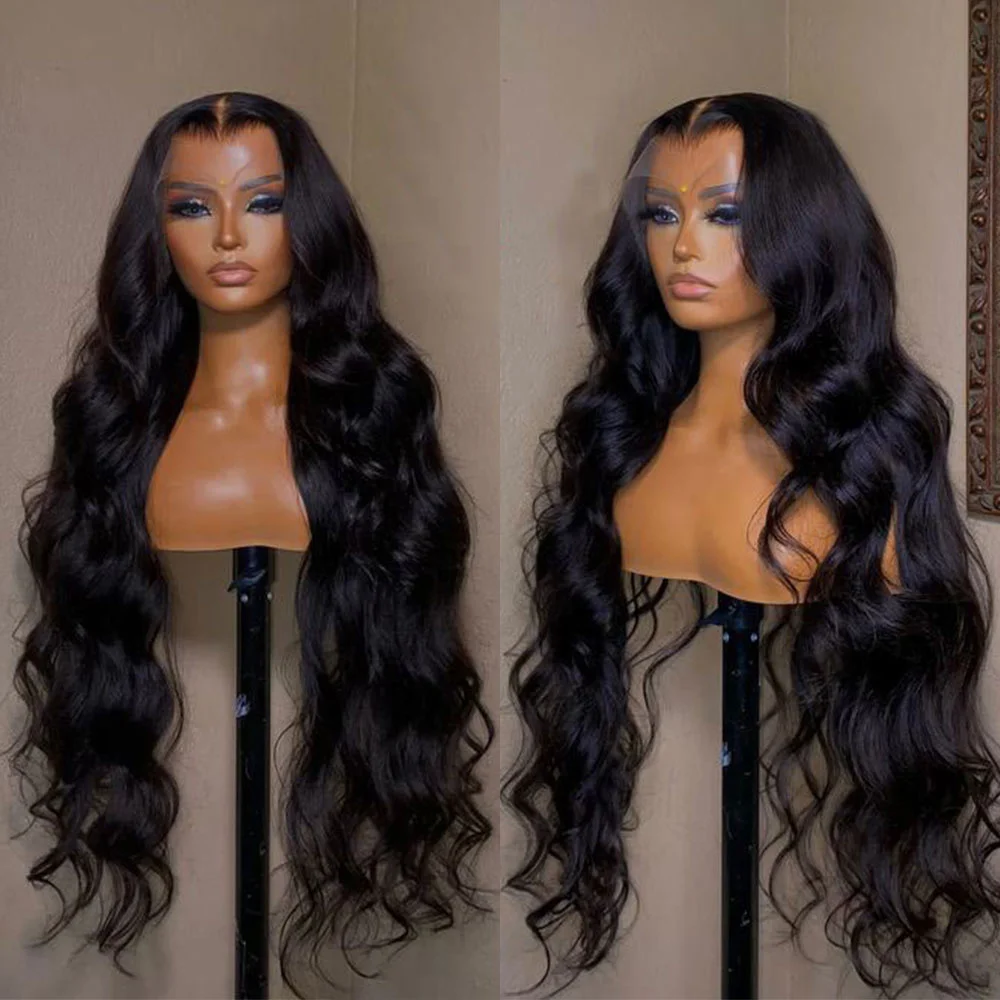 Perruque Lace Front Wig Body Wave Brésilienne Naturelle, Cheveux Humains, HD, 13x6, 30/34 Pouces, Pre-Plucked, pour Femme