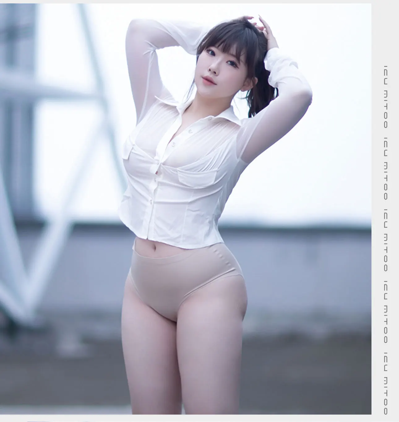 Women Lady Customized Sexy SeeThrough Cardigan Secretary Shirt Professional Uniform Temptation Slim Fit