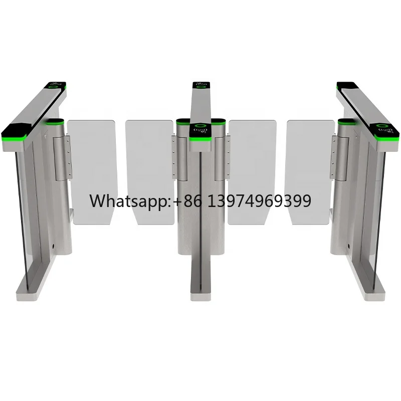 Mobile APP Controlled Swing Barrier for Smart Buildings Multi-biometric Swing Turnstile (face+fingerprint+IC Card)