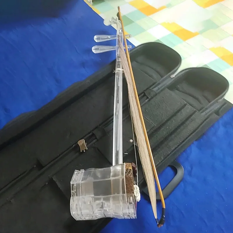 

50cm Resin Small Erhu LED Transparent Erhu Ornament Child Beginner Play Urheen Ornaments Chinese Traditional Stringed Instrument
