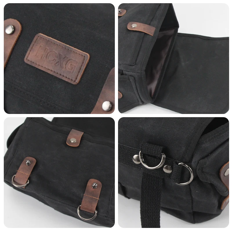 Motorcycle Side Bag Retro Rear Seat Bag Waterproof oil wax Canvas Hanging Bag  Motorbike Tail Bag for Small E-bike Hanging Toolk