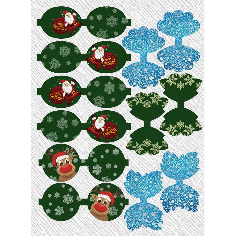 

Merry Christmas Hair Bow Shape Cartoon Santa Claus Printed Faux Cross Leather Bowparts for Craft Gift DIY Making Hair Bow