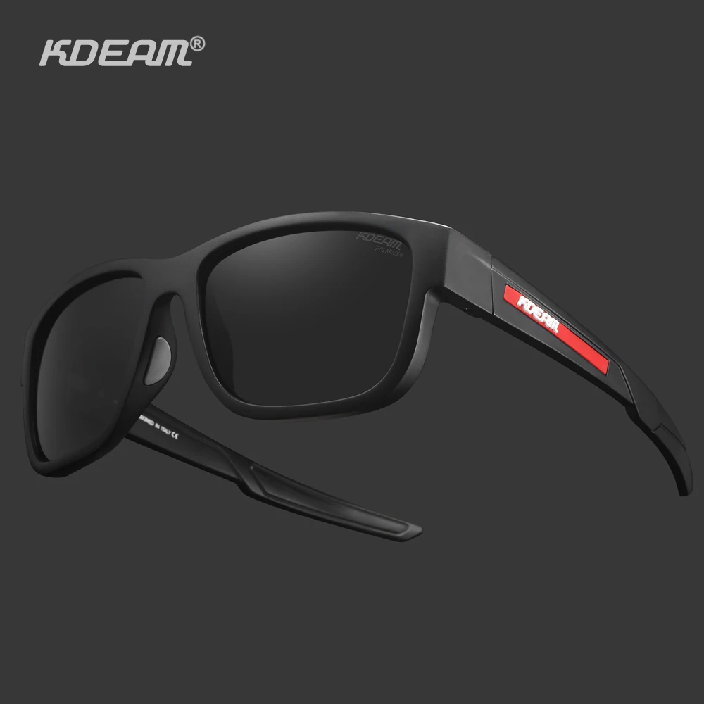 

KDEAM 2024 Men's Square Polarized Sunglasses Highly Elastic TR90 Material Frame Polarizing Lens Women Fit