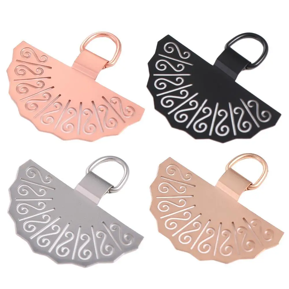 

Fan Shaped Phone Lanyard Gasket Stainless Steel Chinese Style Metal Phone Patch Detachable Ultra Thin Phone Card Clip