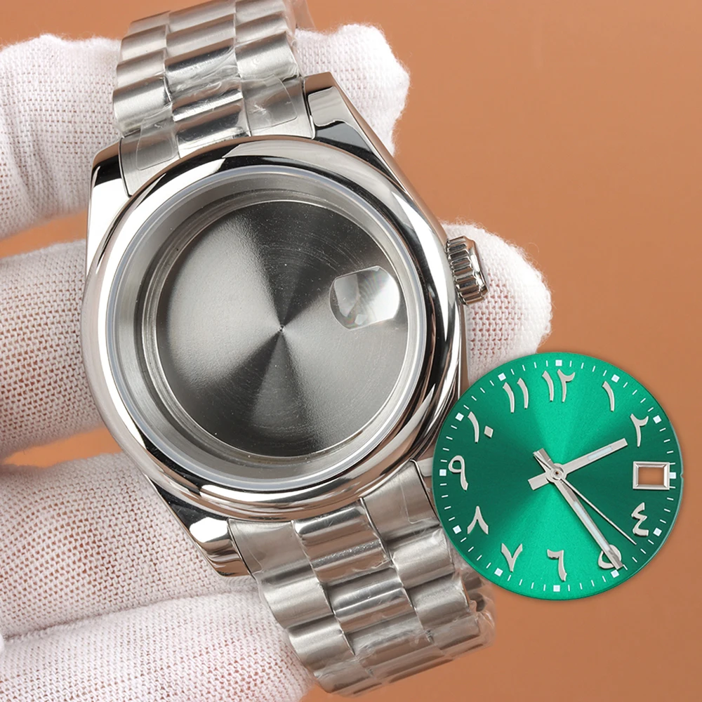 

NH35 39mm 36mm Watch Case Presidential Strap 316L Stainless Steel For DATEJUST NH35 NH36 Movement 28.5mm Arabic Dial Hands Set