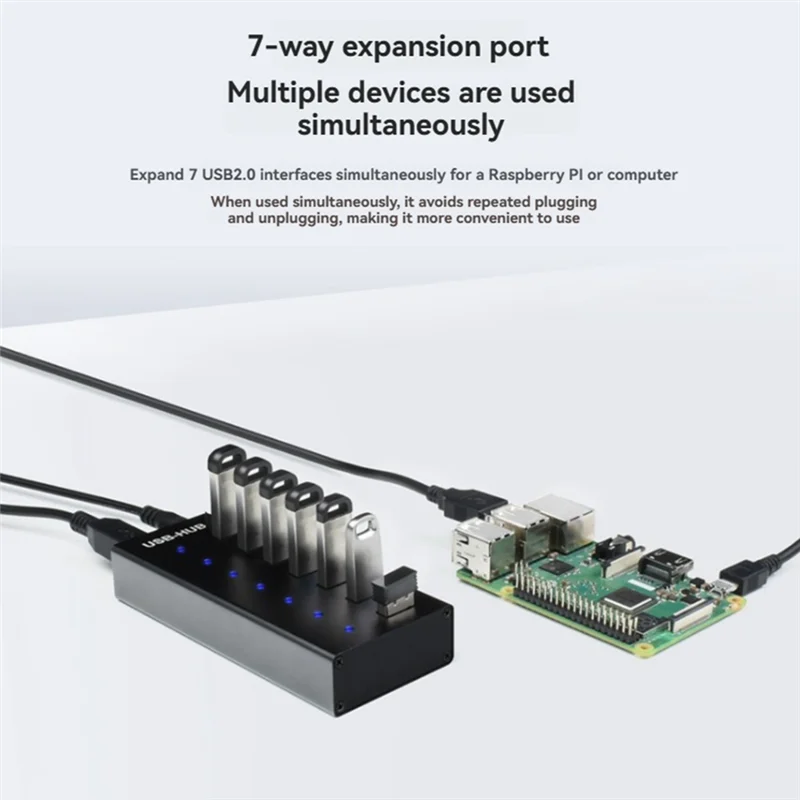 

【Consumer-Favorite!】Industrial USB HUB 7-CH USB 2.0 Expansion Port Adapter For Windows 11/10/8 Linux