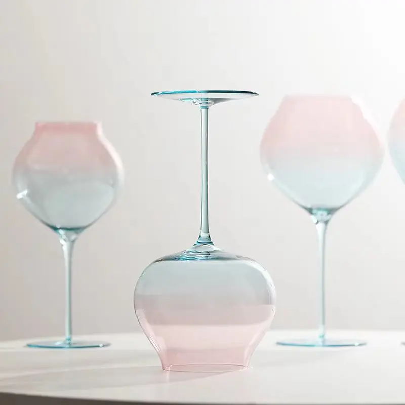 

Складной бокал в форме цветка персика, высококачественный ультратонкий бокал для красного вина, бордовый бокал с градиентом, бокал для красного вина