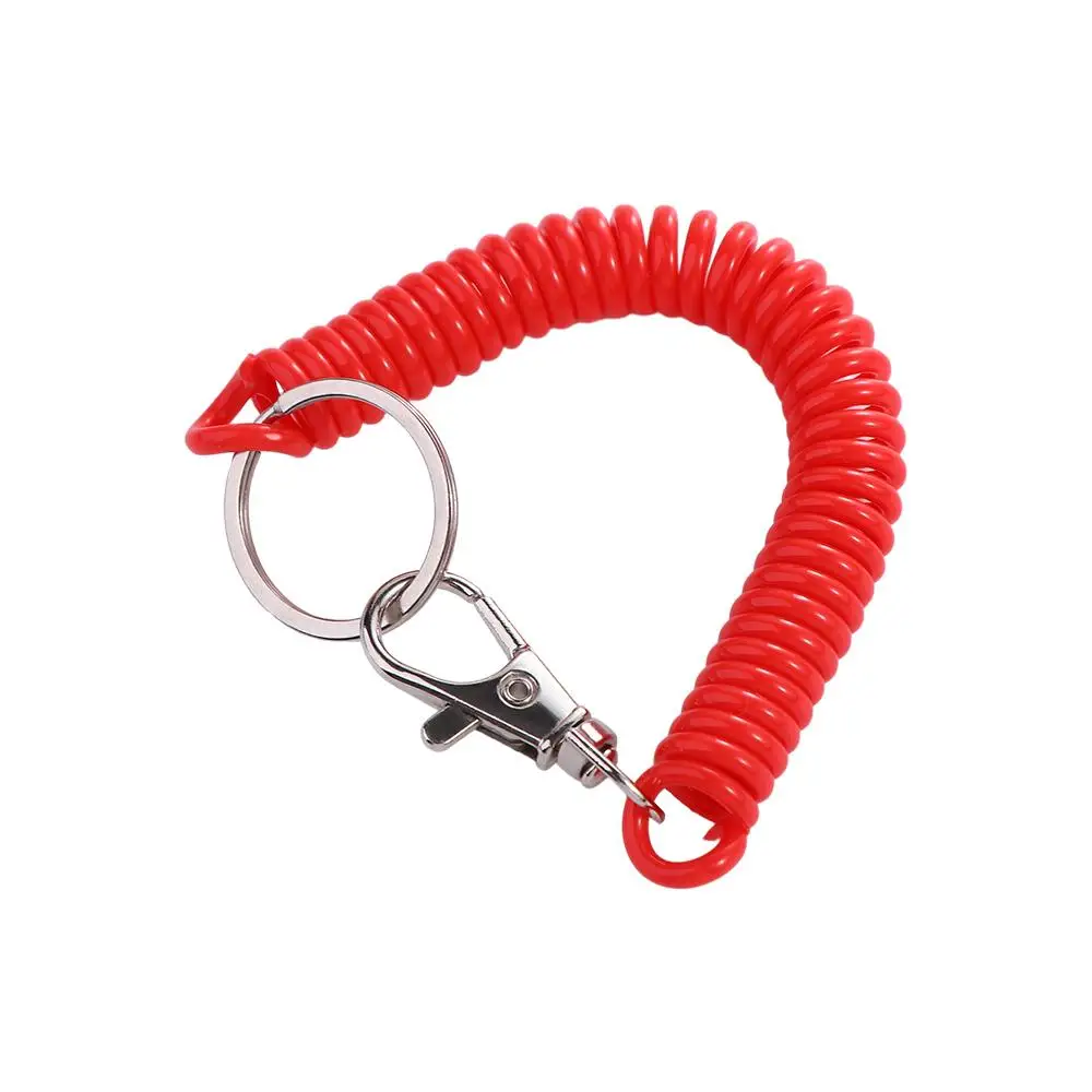 Spring Coil Key Ring Retractable Coil Springs With Metal Clasp Keyring Stretch Spring Coil Anti-lost Lobster Clasp Key Hooks