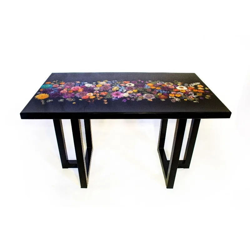 New Chinese style medieval dried flower epoxy resin high-end furniture, dining table, rectangular eating table