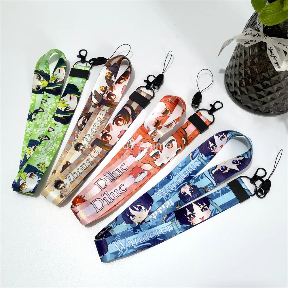 Genshin Fontaine Series Phone Charms Cute Student Double-sided printing Neck Lanyard Furina Wriothesley Lyney Neuvillette Navia