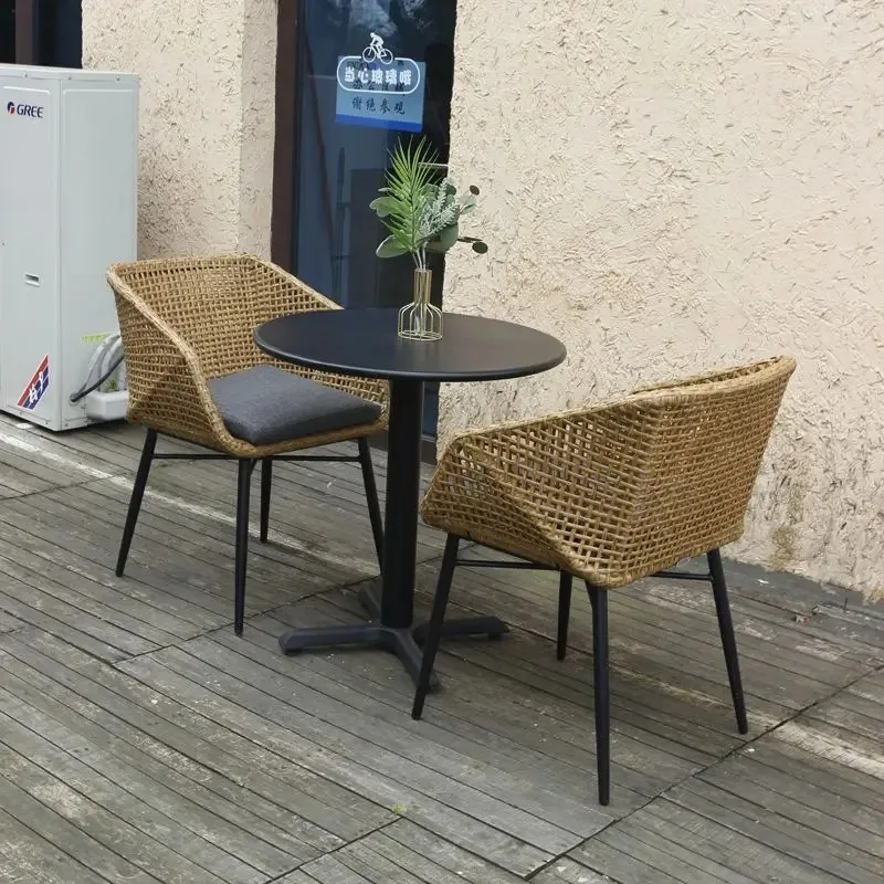 Outdoor Rattan Chair Simple Modern Garden Courtyard Sun Protection Chairs Comfortable Backrest Chairs Home Balcony Leisure Stool