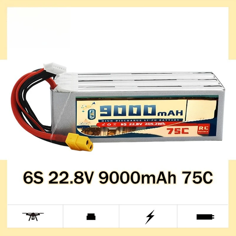 

6S 22.8V 9000mAh 75C Remote Control Helicopter FPV Drone RC Model Lithium Battery HV