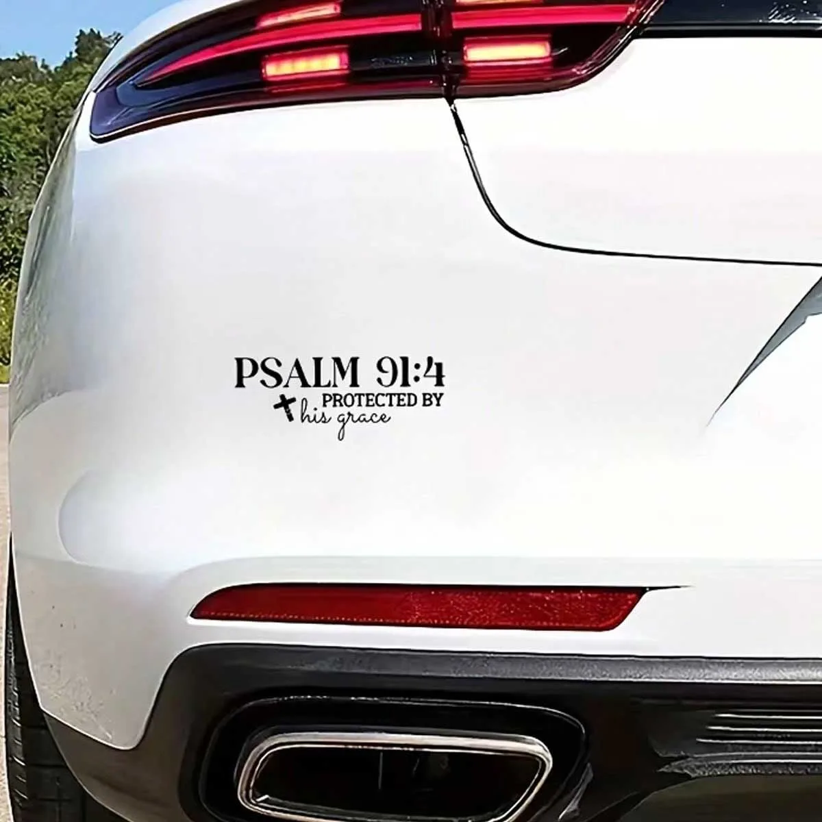Psalm 91 4 Bible Cross Car Sticker for Water Glasses, Computer Notebooks, Glass Windows, Car Decoration Stickers