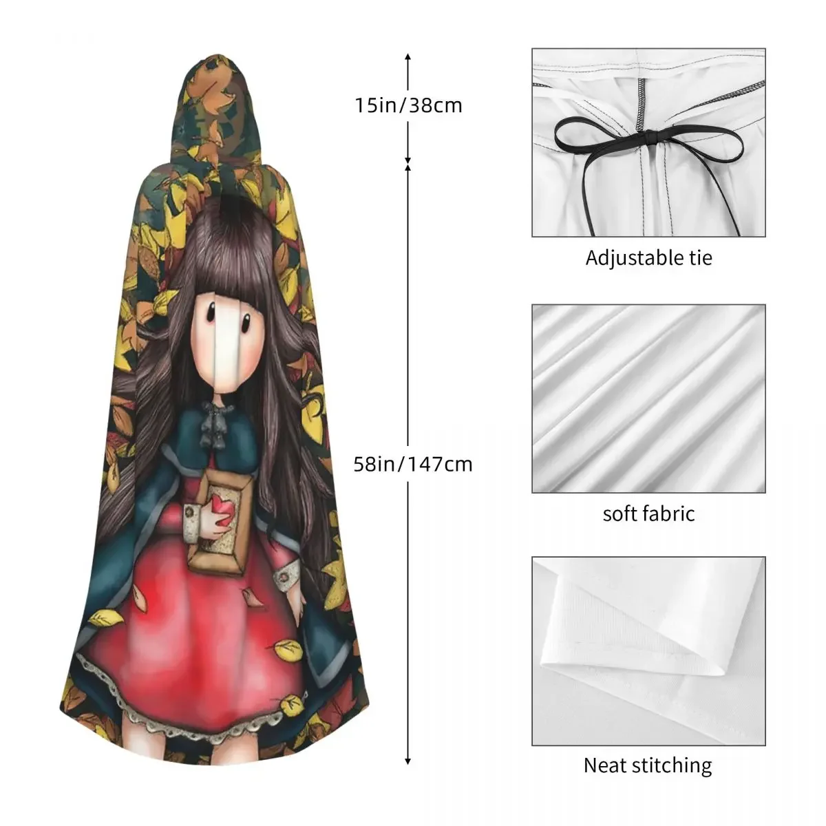 Gorjuss-capa con capucha de diseño de gimnasia para hombre y mujer, bata larga de brujería para fiesta de Halloween, Cosplay