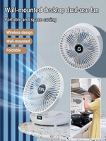 2025New Desktop Fan Wall-Mounted Desktop Portable Fan USB Rechargeable 3IN1 Silent 90° Folding Fan 4 Gears With Warm Night Light