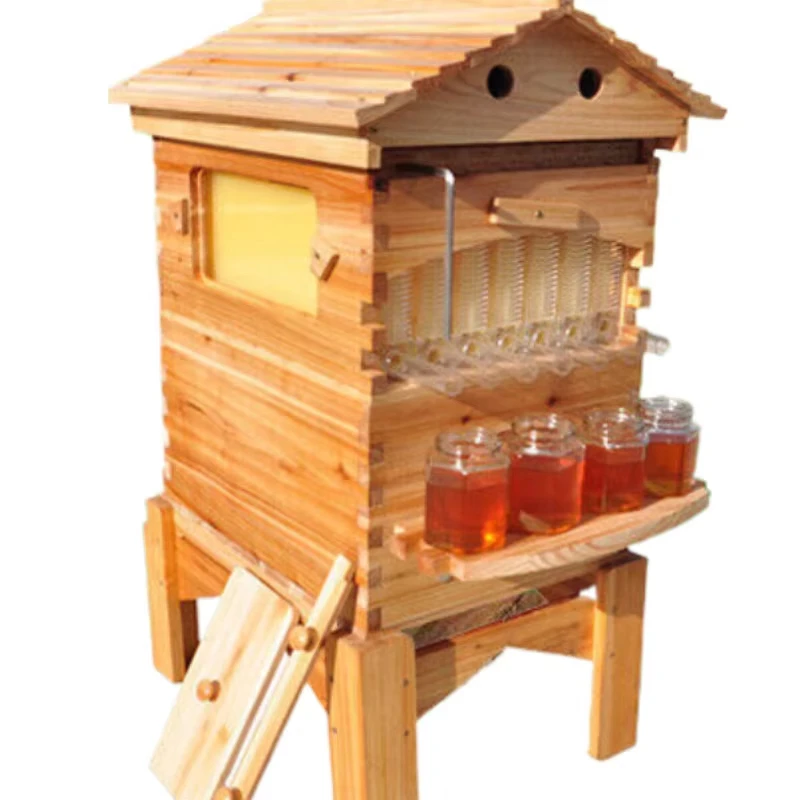 Upgraded Wax Coated Wooden Automatic Self-Flowing Complete Honey Bee Hive Honey Bee Hive Box