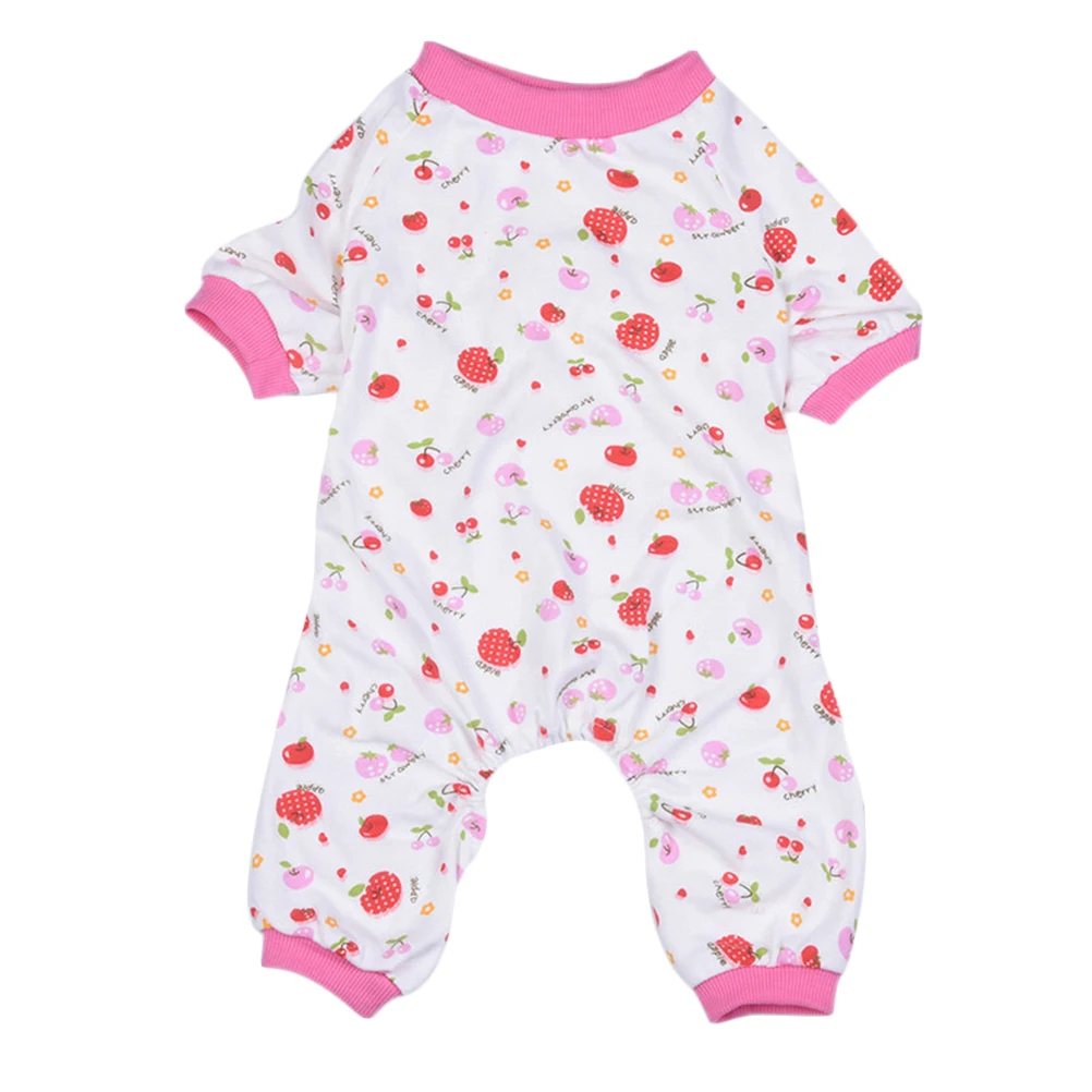 

Sized Cherry Pattern Dog Pajamas Winter Season Pet Warm Sleepwear Soft Comfortable Fit for Small Dogs Ideal for Photos Walks and