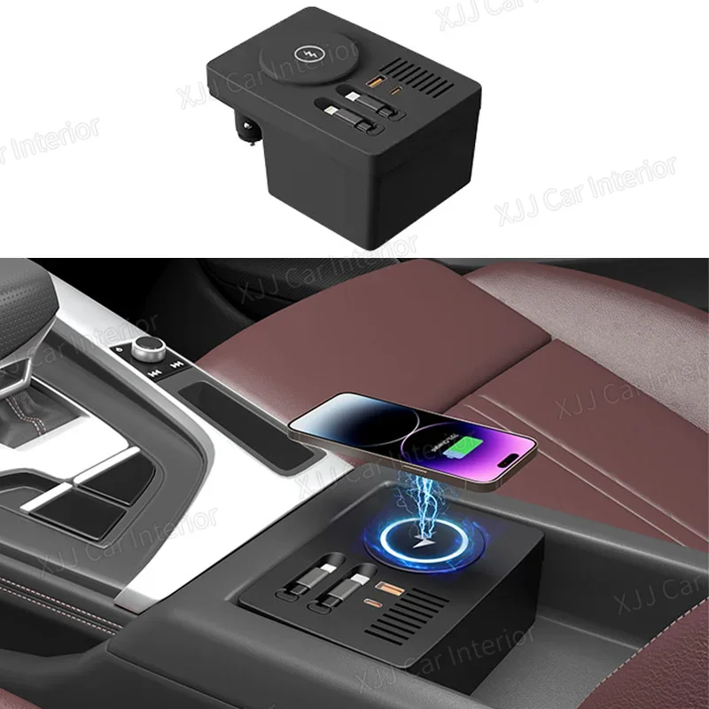 for Audi A4L A5 Q3 Q5L 2017-2024 Car Interior Modification Wireless Fast Charger Dual Expansion Line Shunt Docking Station