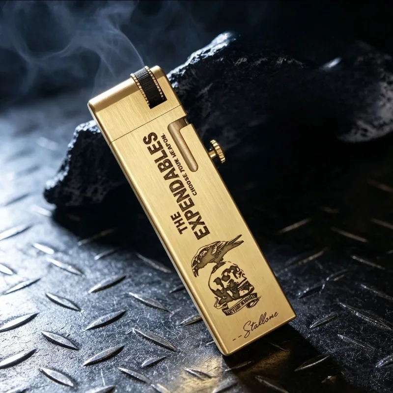 2026 Retro Brass Exquisite CNC Craftsmanship Integrated Hollowing Mechanical Linkage Grinding Wheel Ignition Kerosine Lighter