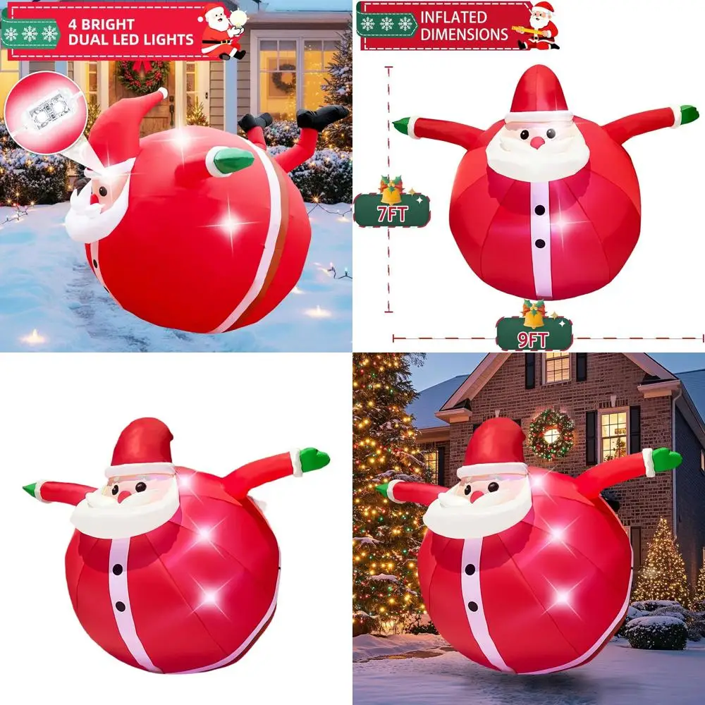 

9FT Inflatable Santa Outdoor Christmas Decoration with LED Lights, Ideal for Lawn, Garden, and Indoor Use