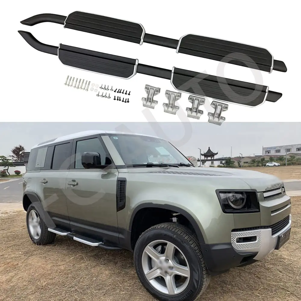

FTAPACCE Боковые шаги, подножки Nerf Bars, подходят для Land Rover Defender 110 L851, 4-дверные, 2020-2023, черные, серебристые